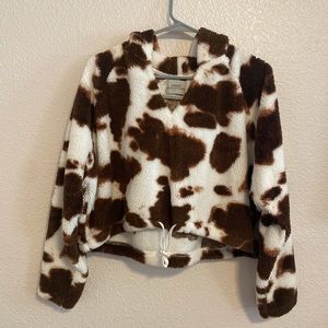 Cow Print Soft Cropped Hoodie